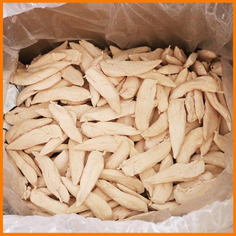 อกไก่ชิ้นใหญ่ฟรีซดราย 100% ขนมแมว สุนัข Freeze-Dried ขนมแมว 100กรัม 8-9ชิ้น