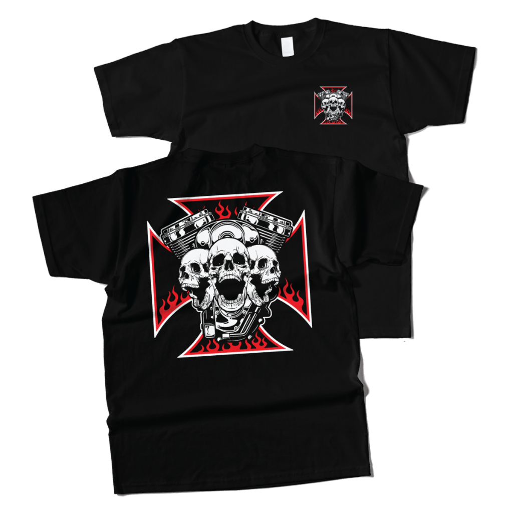 LOWRIDER เสื้อยืดคอตต้อนแท้ ไม่หด ไม่ย้วย ลายสกรีนหัวกระโหลก Chopper Skull (แขนสั้น)