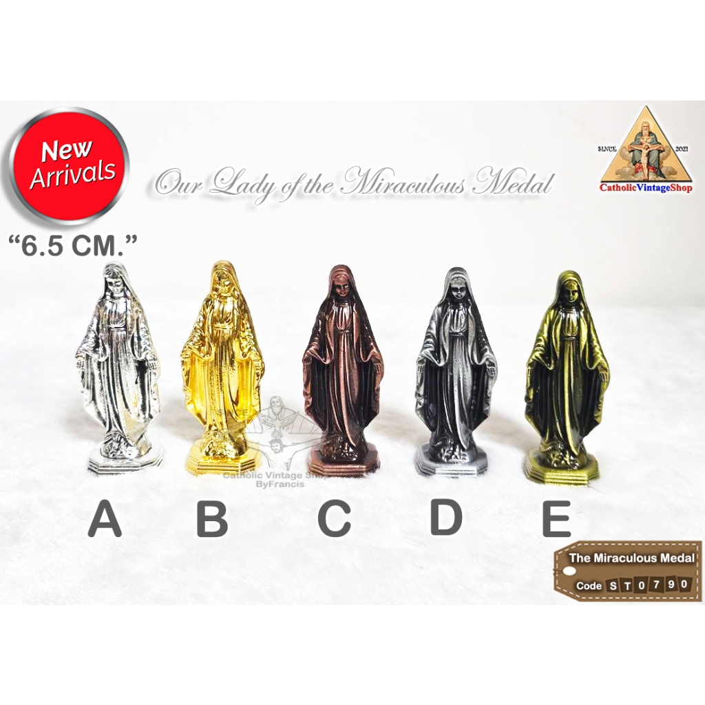 รูปปั้น โลหะ พระแม่มารีย์หรรษทาน เหรียญอัศจรรย์ คาทอลิก Miraculous Catholic Statue Figurine religion