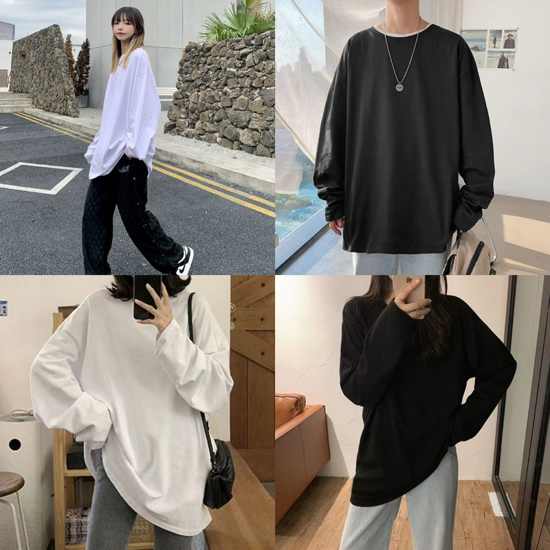 WK โปรคู่ M-5XL เสื้อแขนยาวกันแดด คอกลมสีพื้นไม่มีลายใส่สบายผ้ายืดสีไม่ตก 2024 #Q66