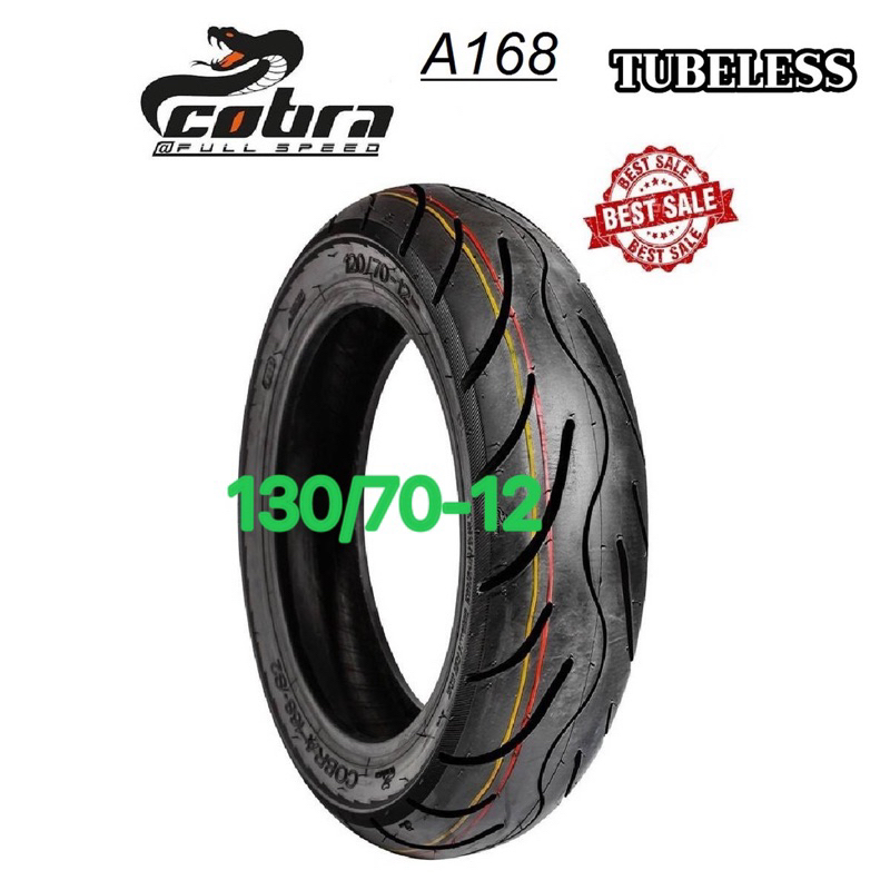 ยางนอกเรเดียล Cobra130/70-12 ยางไม่ใช้ยางใน ยางขอบ12 A168
