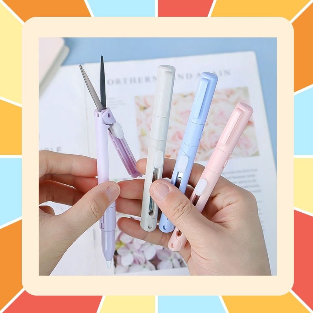 Morandi กรรไกรพับได้ 2in1 สีพาสเทล กรรไกรพกพา พับได้ สําหรับนักเรียน และรุ่นใหม่จาก Kokuyo Japan กรรไกร+คัทเตอร์ พับได้