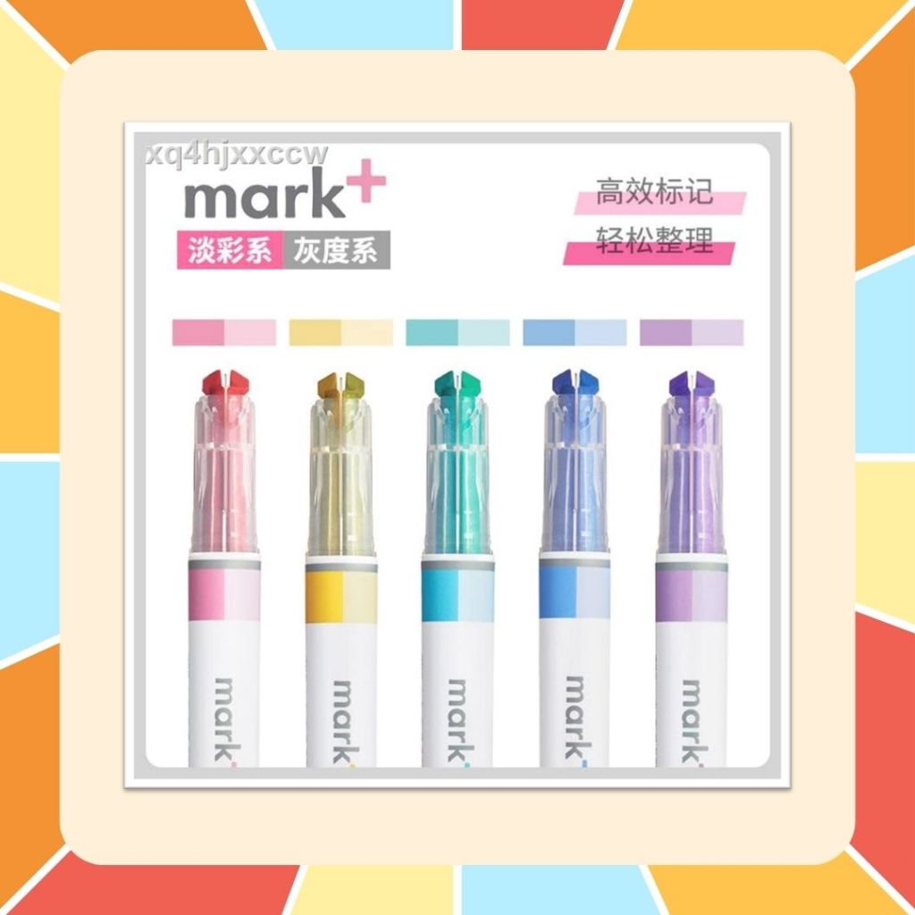 Kokuyo Mark+ ปากกาเน้นข้อความ สีพาสเทล 2 หัว 2 สี 2 แบบ ในแท่งเดียว