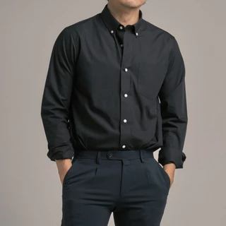era-won เสื้อเชิ้ต ทรงปกติ Premium Quality Dress Shirt แขนยาว สี Black01