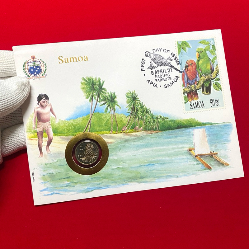 CCS-14 เหรียญประเทศ ซามัว 🇼🇸 5 Sene 1987 คอลเลคชั่น Coin and Stamp Cover Collections