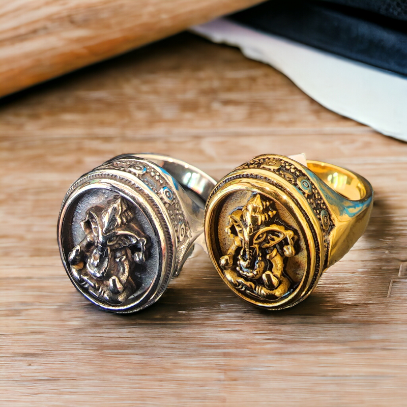 แหวน พระพิฆเนศ ไม่ลอกไม่ดำ สีเงิน สีทอง เนื้อ สแตนเลส 18K บุตร พระศิวะ พระแม่อุมา