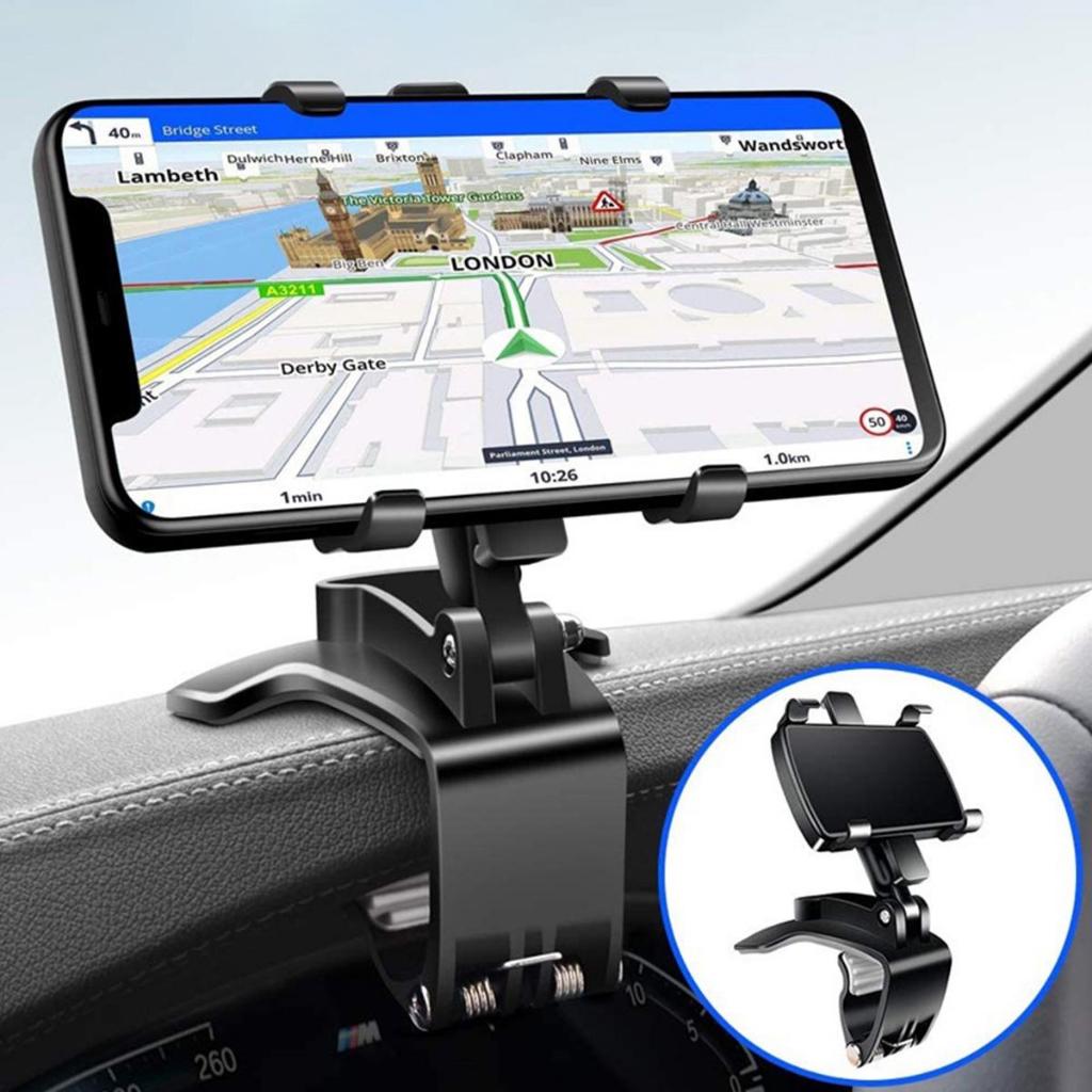 ที่วางโทรศัพท์ในรถยนต์แบบหมุนได้ 360 Car Mobile Phone Holder ที่ยึดโทรศัพท์มือถือในแผงควบคุมรถยนต์ ติดในกระจกมองหลังได้