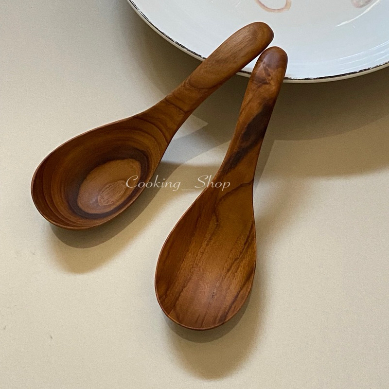 ช้อนทานอาหาร ช้อนแกงไม้สัก  กว้าง 4xยาว13.5 cm