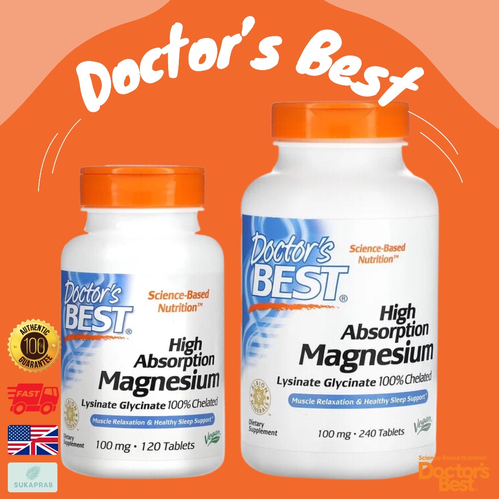 พร้อมส่ง Doctor's Best High Absorption Magnesium 100 mg แมกนีเซียม