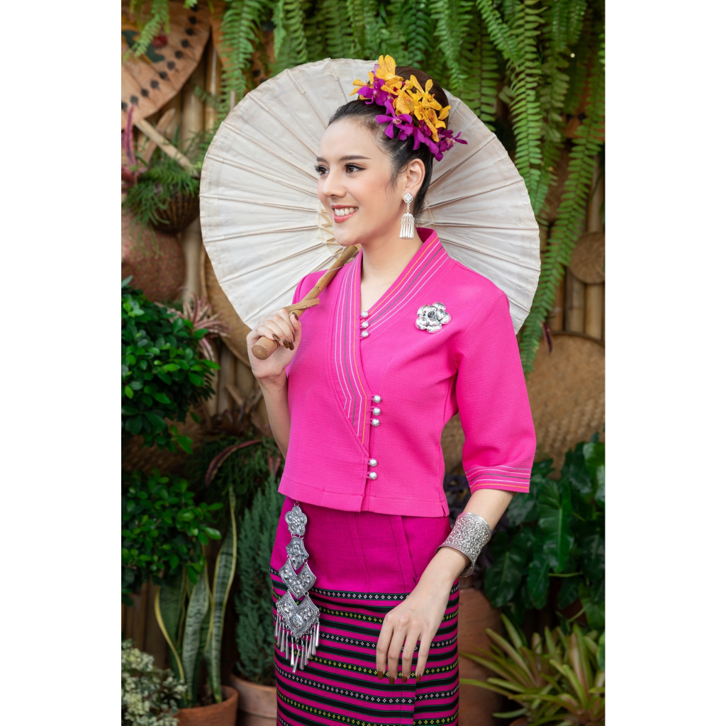 เสื้อผ้าฝ้ายพื้นเมือง รุ่น ดอกฝ้ายอัดกาวFF123