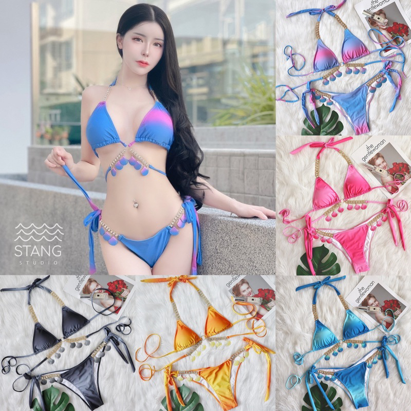 บิกินีเปลือกหอย ไล่สี แต่งอะไหล่เปือกหอย งานอลัง พรีเมี่ยม พร้อมส่งในไทย