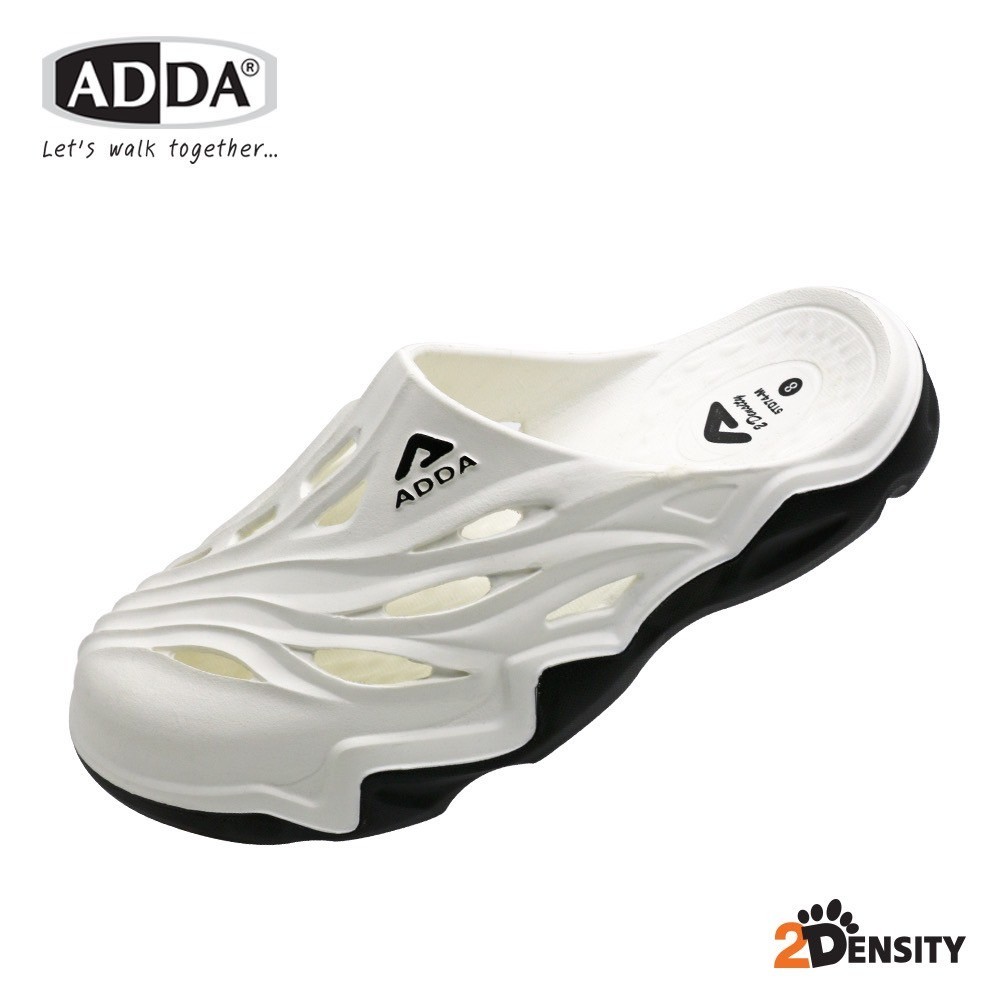 🐝🐝ADDA 2density รุ่น 5TD74-M1 รองเท้าแตะ สำหรับผู้ชาย แบบสวมหัวโต ปิดปลายเท้า เปิดปลายเท้า(7-10) สีขาว เ