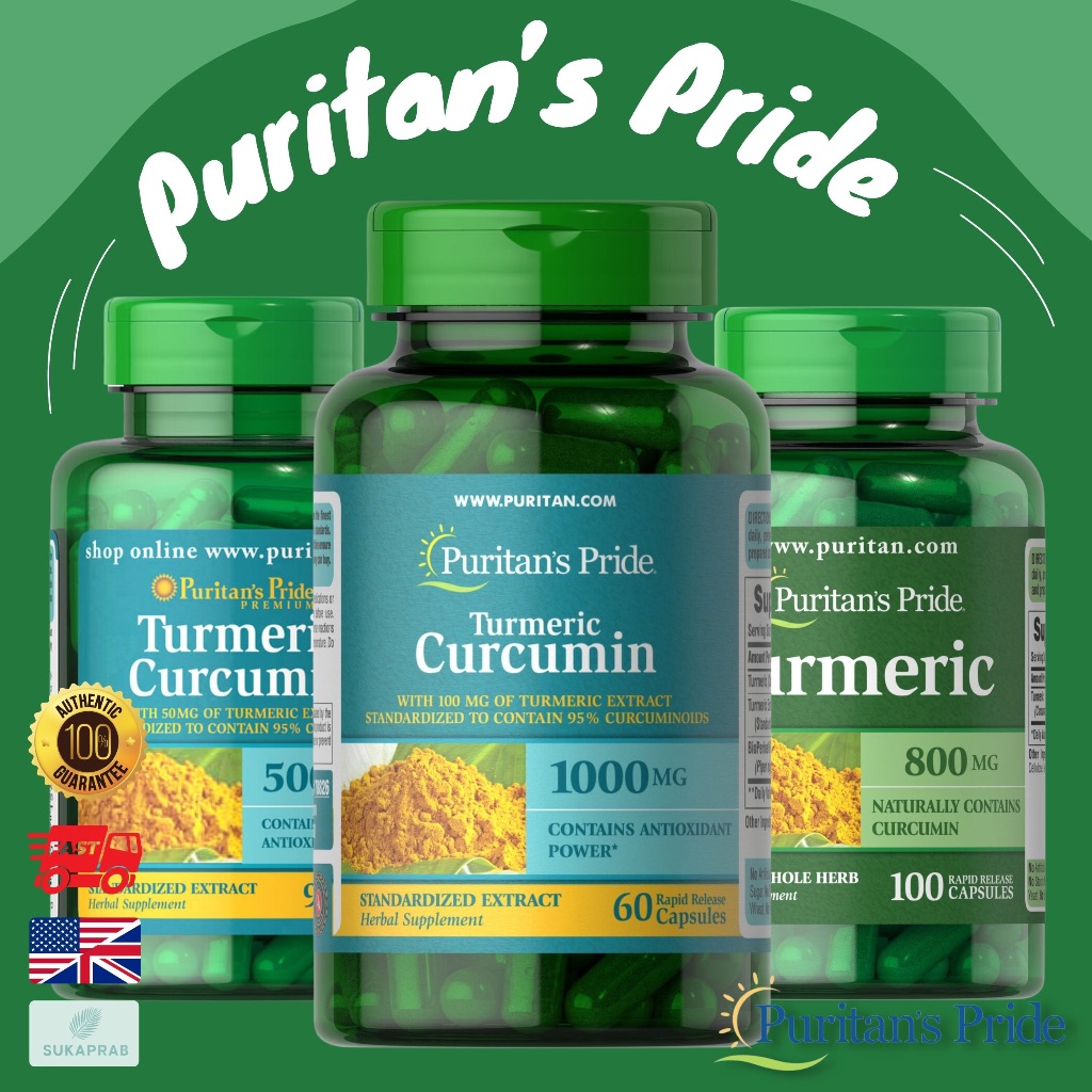 พร้อมส่ง Puritan's Pride Turmeric Curcumin 500 mg 1000 mg ขมิ้นชัน สมานแผลในกระเพาะอาหาร