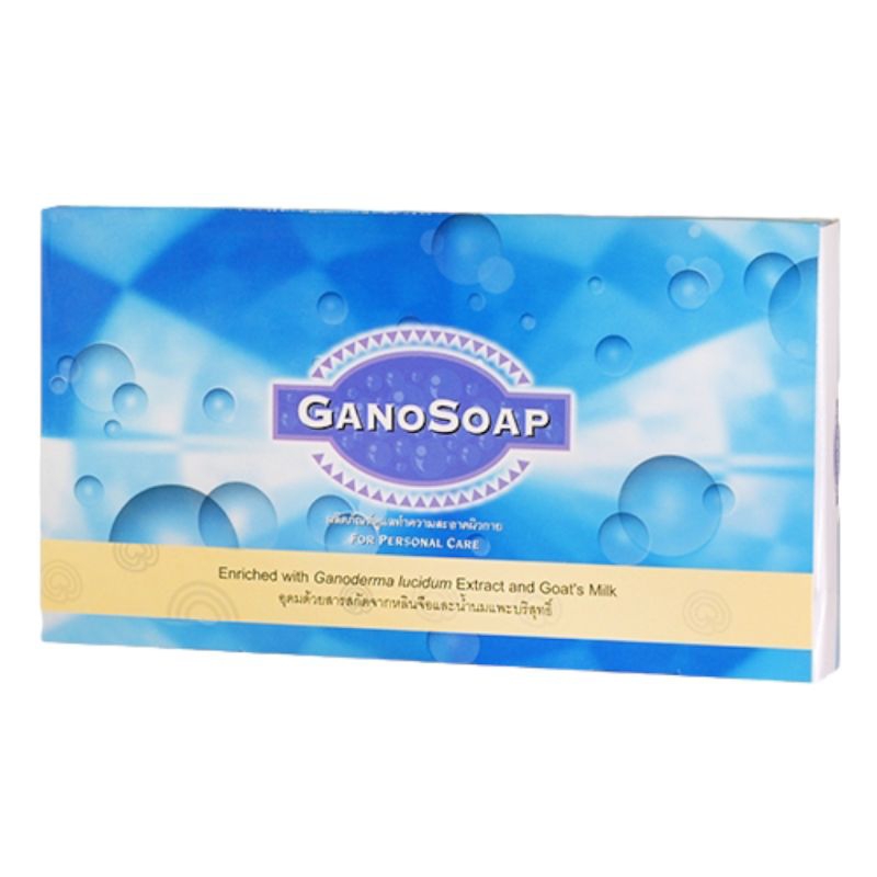 กาโนโซพ สบู่นมแพะ GANO SOAP สบู่สมุนไพร สูตรผสมเห็ดหลินจือและน้ำนมแพะบริสุทธิ์ ขนาดบรรจุ 2 ก้อน*100 กรัม(1กล่อง)
