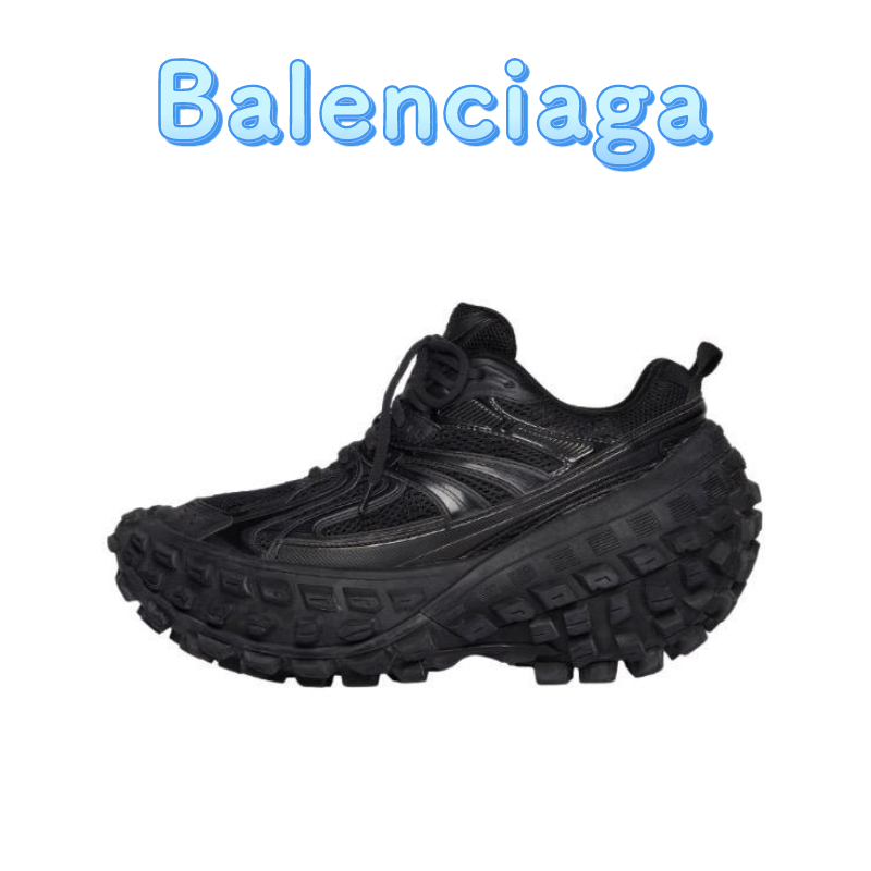 Balenciaga Balenciaga Defender รองเท้ายางแฟชั่นย้อนยุคด้อยรองเท้าพ่อต่ำด้านบนผู้ชายสีดำ