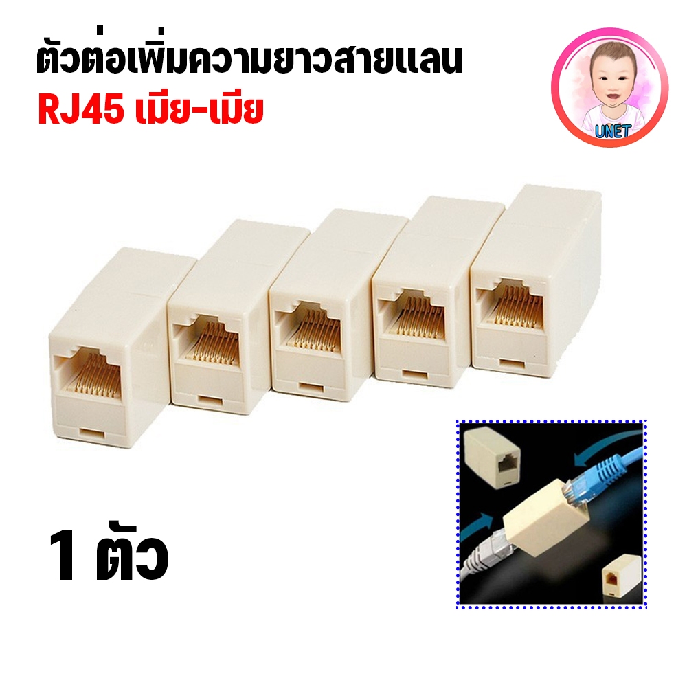 หัวต่อสายแลน RJ45 ต่อเพิ่มความยาวสายแลน RJ45 (FF) เมีย-เมีย Lan RJ45 Female-Female Jack Connector