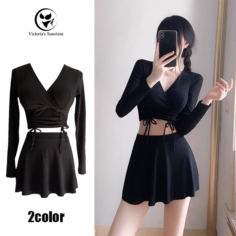 ไลฟ์สดลด50% ชุดว่ายน้ำผู้หญิง ชุดว่ายน้ํา ทูพีช กระโปรง สไตล์อนุรักษ์นิยมเอวสูง ผ้าพรีเมี่ยมคุณภาพสูง#0207