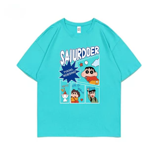 เสื้อยืดแขนสั้นคอกลม เสื้อแฟชั่น สกรีนลายน่ารัก ชายหญิง ES03