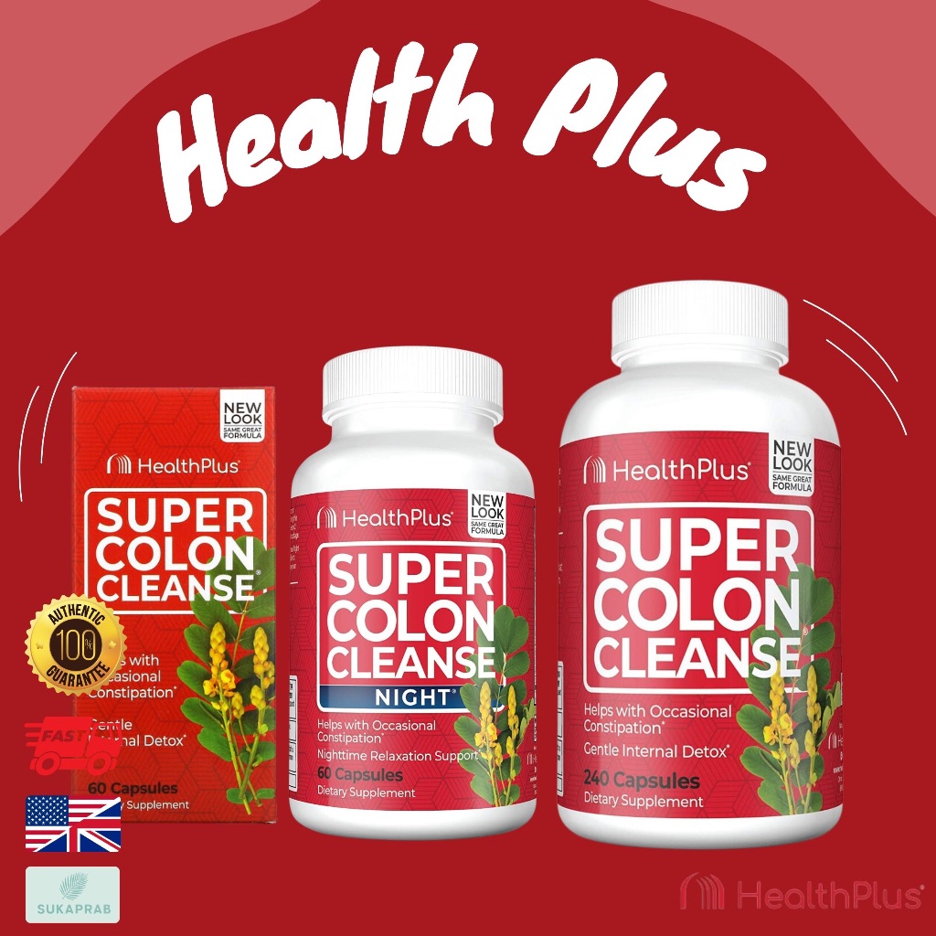 พร้อมส่ง Health Plus Super Colon Cleanse 530 mg ดีท็อกซ์ลำไส้ กำจัดสารพิษ 60 Capsules 240 Capsules