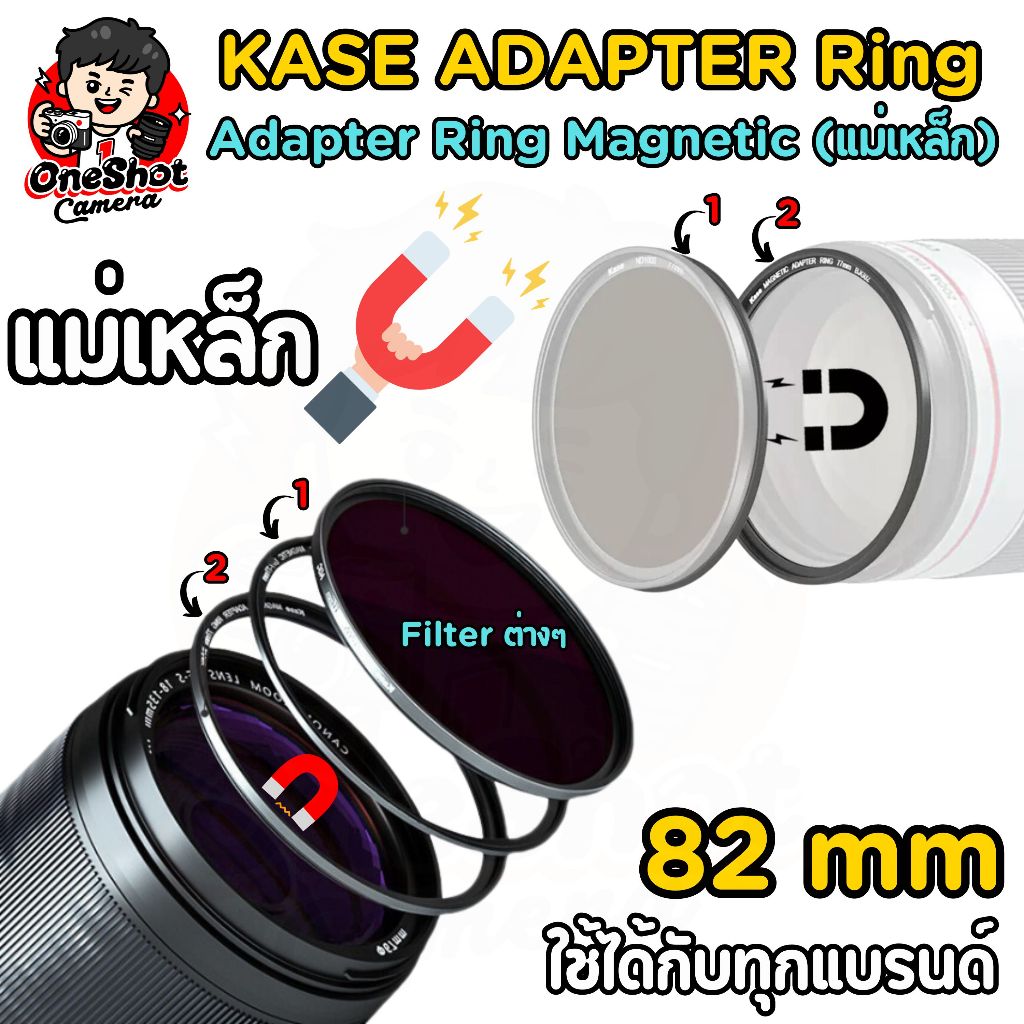 (พร้อมส่ง) Kase Magnetic Adapter Ring ฟิลเตอร์ขนาด 82 มม. แบบแม่เหล็กติดแบรนด์ไหนก็ได้