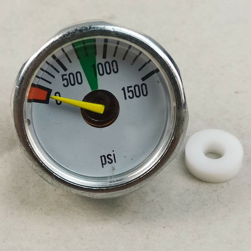 เกจ 1500 PSI เขียว หน้าขาว ขอบเงิน M10x1 และ M8x1 แถมซุปเปอร์รีน