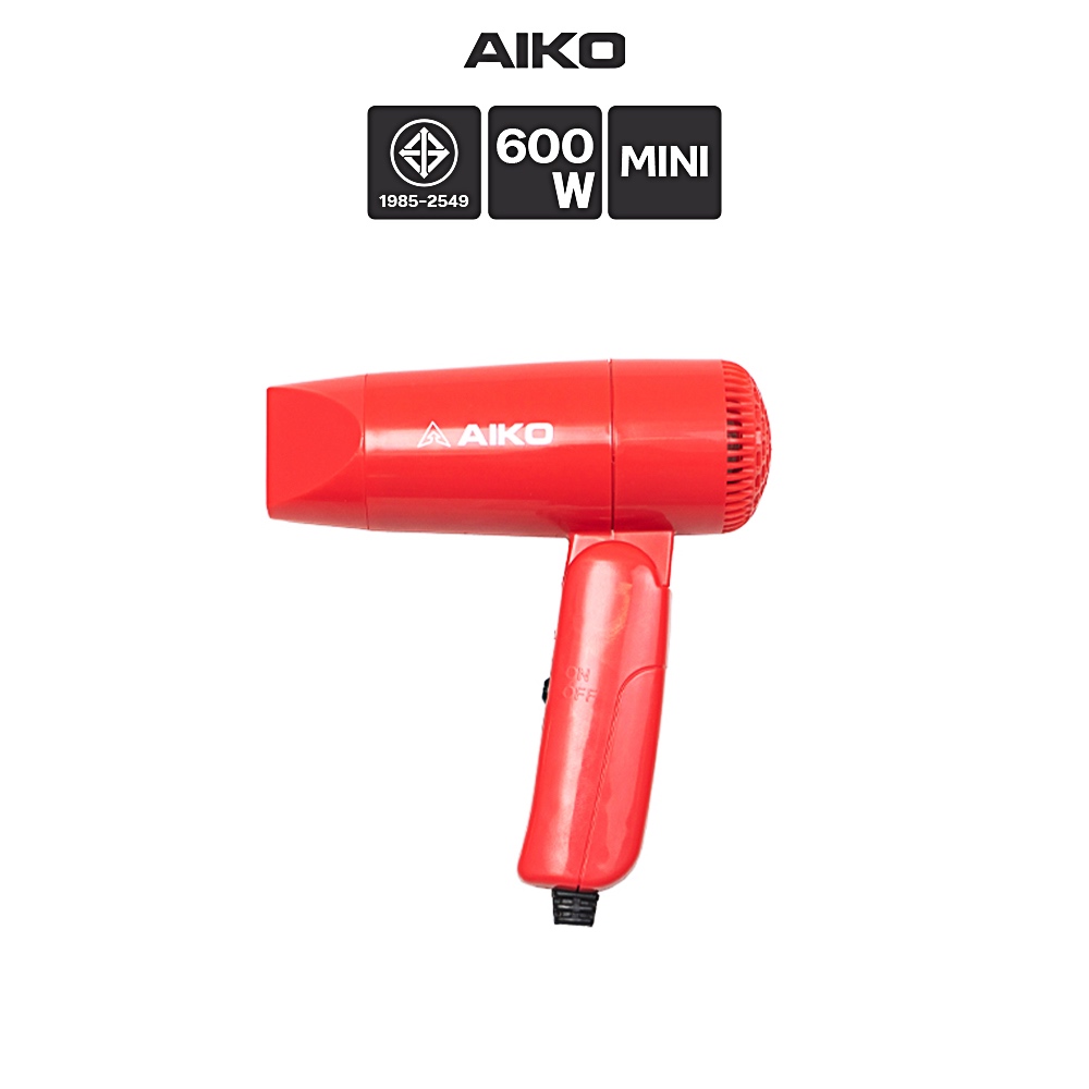 AIKO AK-820 สีแดง ไดร์เป่าผมขนาดพกพา 300 วัตต์ พับได้ ไดร์เป่าผม ***รับประกัน 1 เดือน
