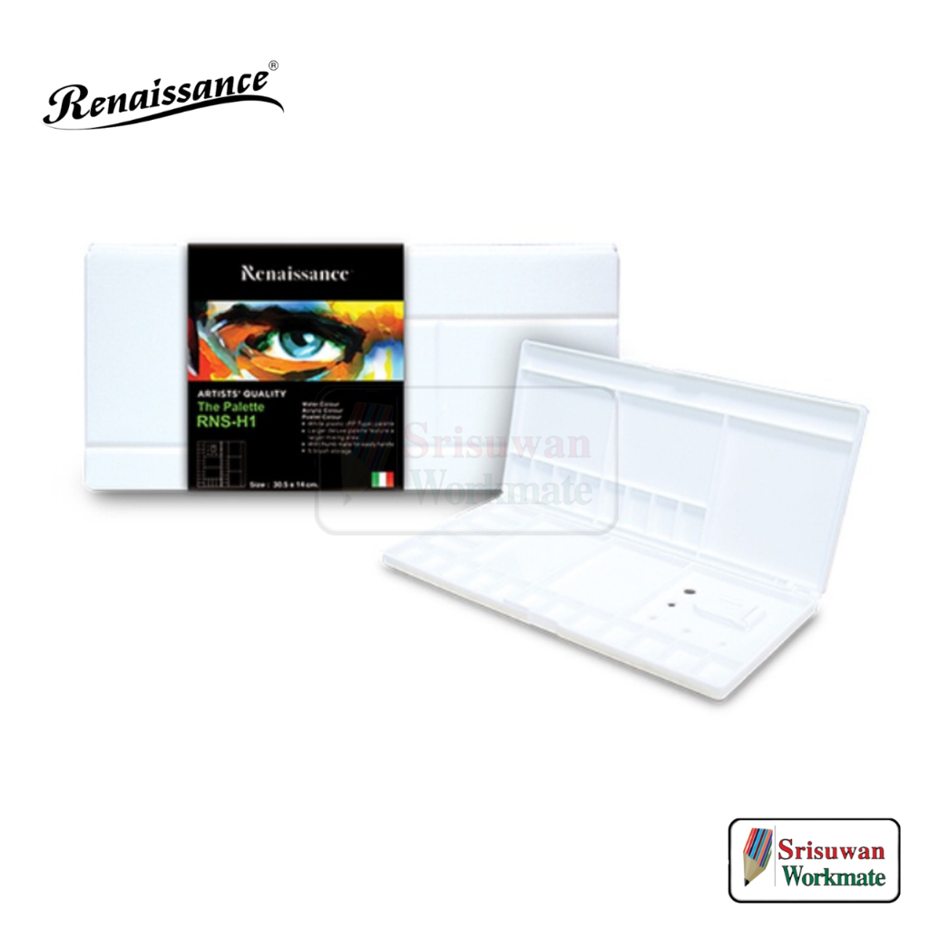 Renaissance RNS-H1 จานสีตลับ อาร์ทติสเกรด จานผสมสีน้ำ ขนาด 30.5 x 14 cm. The Palette Artist Quality
