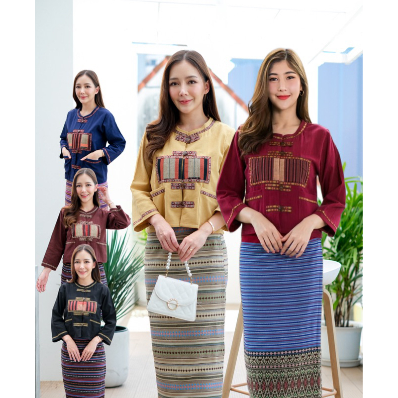 เสื้อพื้นเมืองผู้หญิงคอกลมรุ่นไทเขิน