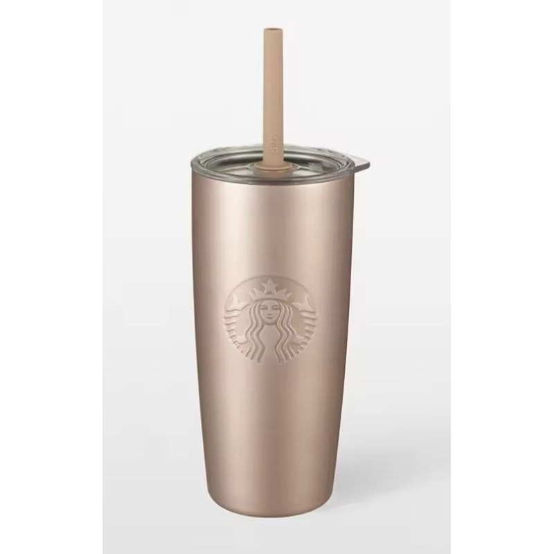Starbucks Stainless Steel Champagne Gold Siren Holiday Cold Cup 20 oz.