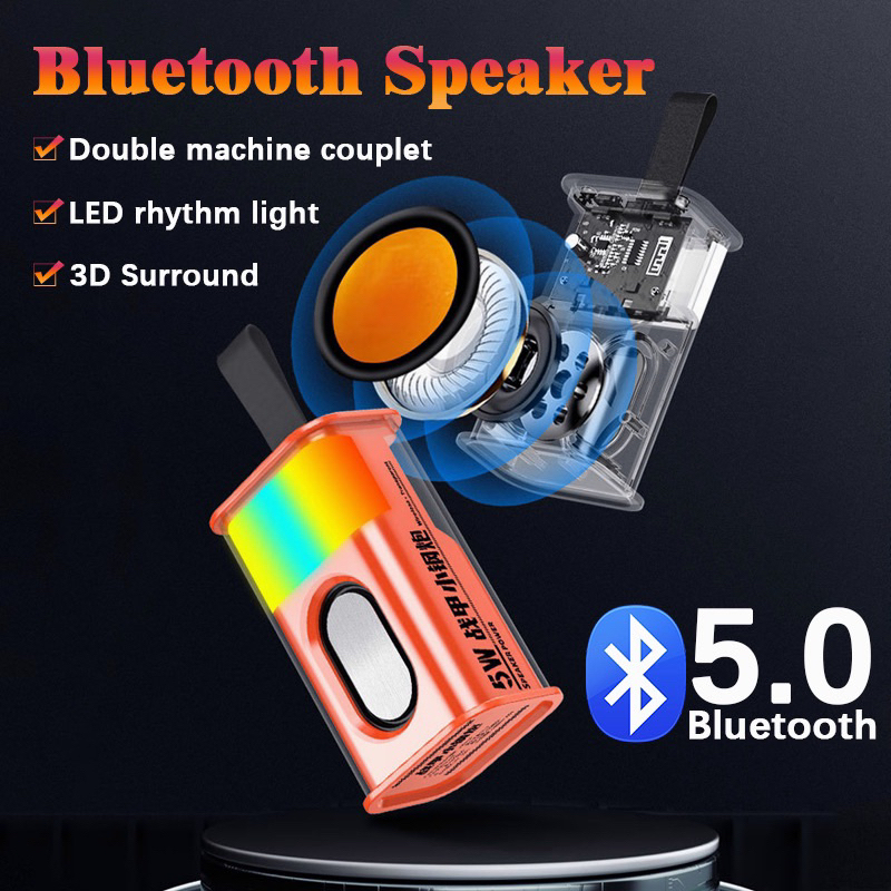 ลำโพง Mecha K08 ลำโพงบลูทูธไร้สายโปร่งใส Cyberpunk Mini 3D ซับวูฟเฟอร์เสียงโปร่งใส TWS ลำโพงสร้างสรรค์