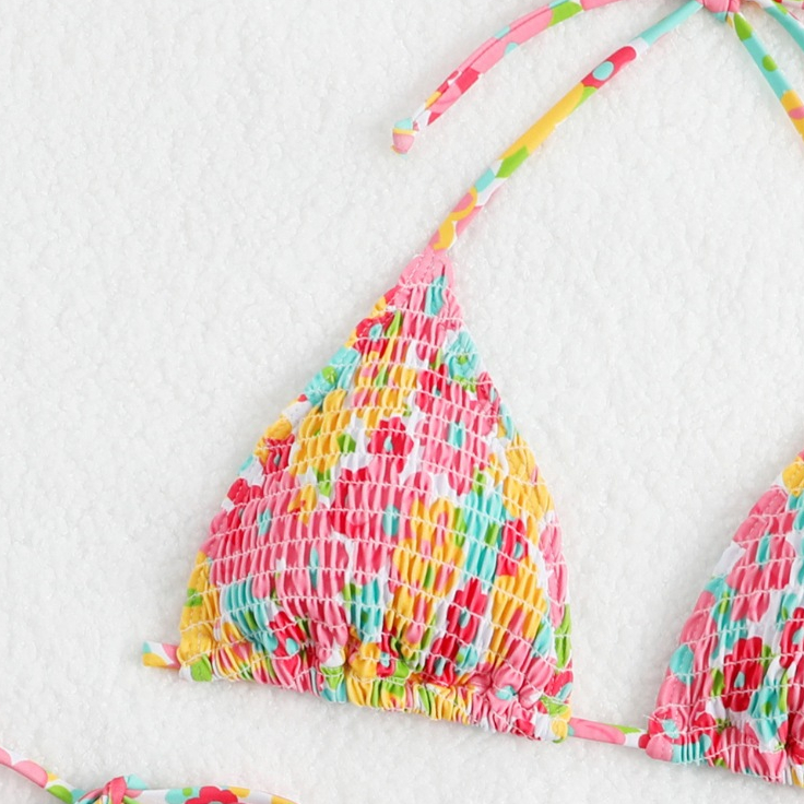 swim girlชุดว่ายน้ําลายดอกไม้ บิกินี่ bikini ทูพีช เหมาะสำหรับสาวเซ็กซี่ ผ้าอัดพลีทเกรดพรีเมี่ยม#0144 - รูปที่ 6