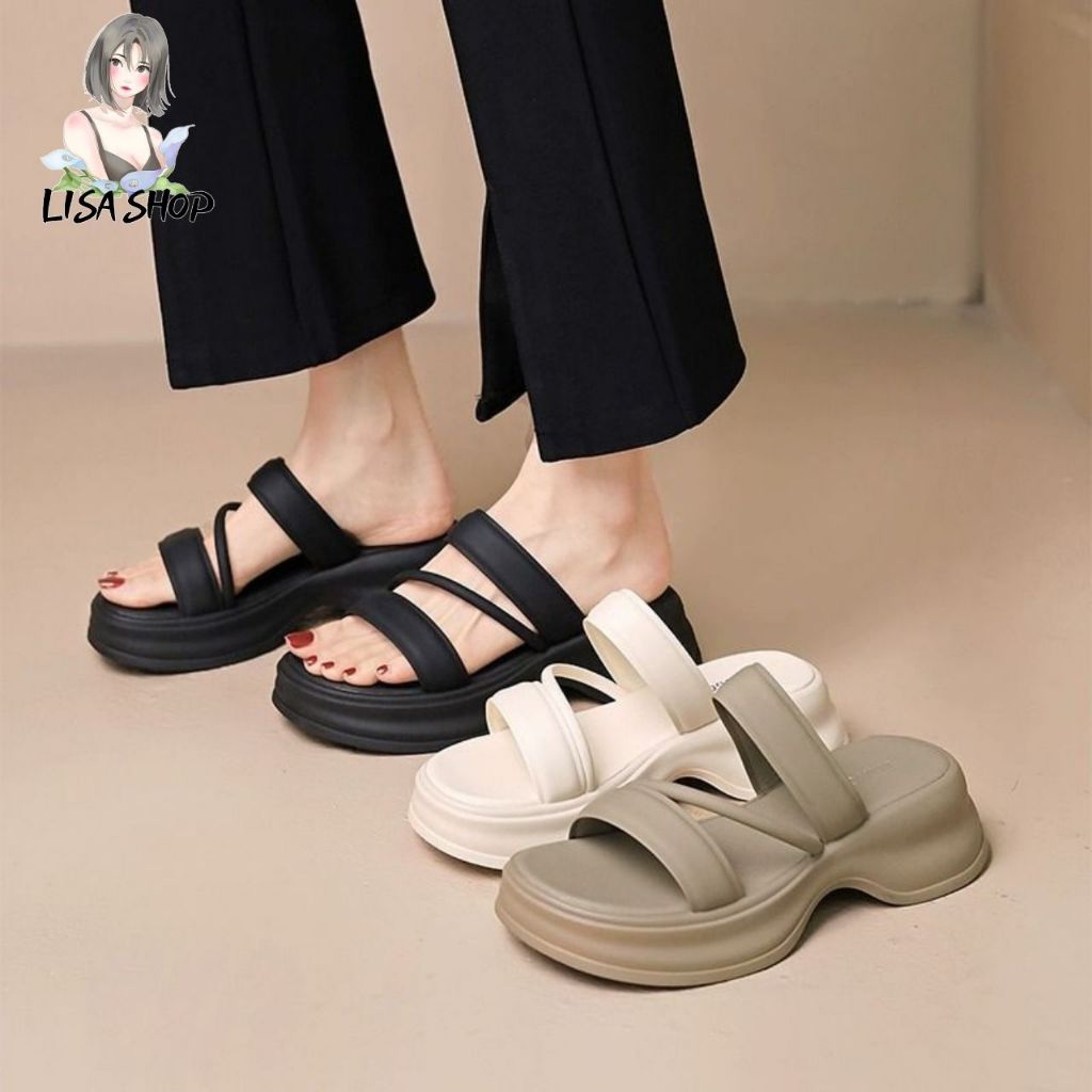 รองเท้าผู้หญิง แต่งสายคาด เสริมส้นพื้นนิ่ม  รองเท้างานน่ารัก พร้อมส่ง T245