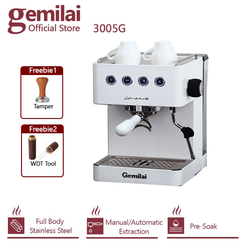 Coffee Maker Gemilai CRM3005G Coffee Machine เครื่องชงกาแฟอัตโนมัติ ขนาดหัวชง 58mm 1450W 15 Bar 1.7 ลิตร