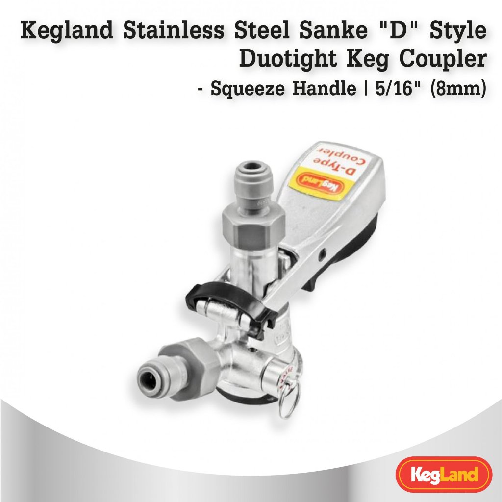 Kegland Stainless Steel Sanke "D" Style Duotight Keg Coupler - Squeeze Handle | 5/16" (8mm)