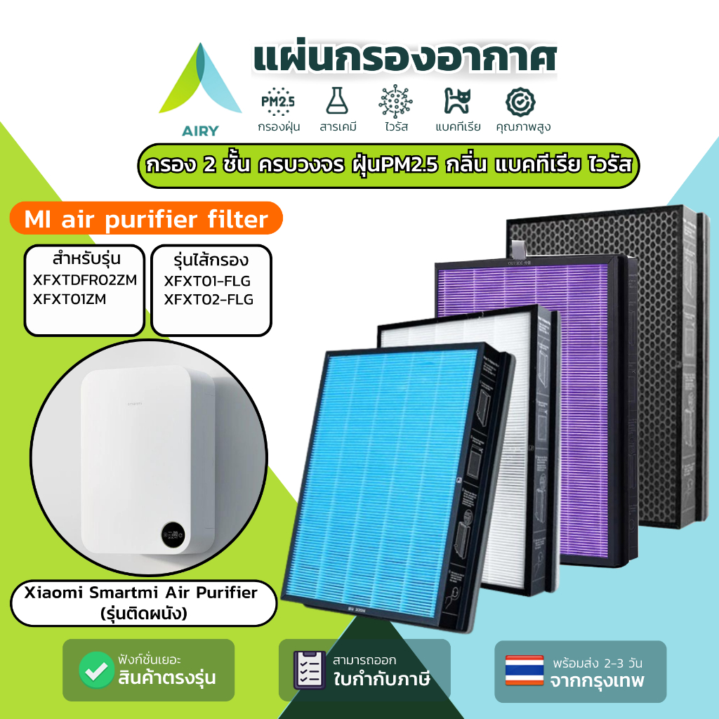 (H13 เกรดการแพทย์) MI XFXT01-FLG ไส้กรองอากาศ ไส้กรอง กรอง อากาศ ฝุ่น PM2.5 ไวรัส กลิ่นเหม็น ควัน