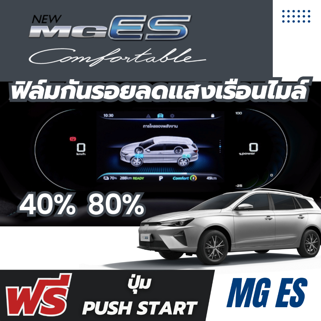 MG ES กันรอย ลดแสง จอกลาง ไม่แยงตา ความเข้ม 40% 80% ขนาดเต็มจอพอดี