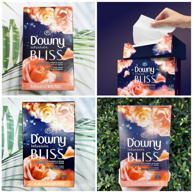 Sale!!! สินค้าราคาพิเศษ (Downy®) Infusions Bliss Dryer Sheets 105, 200 Sheets แผ่นหอมอบผ้า ดาวน์นี่