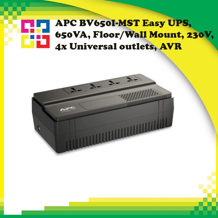 APC BV650I-MST Easy UPS, 650VA, Floor/Wall Mount, 230V, 4x Universal outlets, AVR