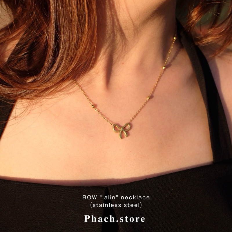 Bow ‘lalin’ stainless steel necklace (สร้อยโบว์งานสวยมาก)