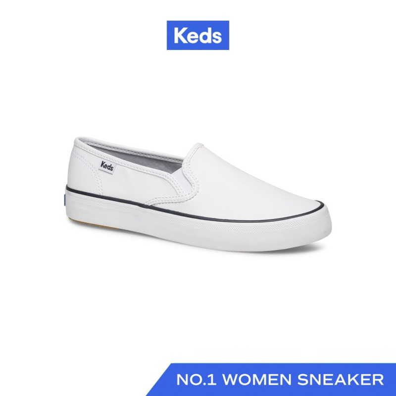 ส่งต่อ💯 Keds รองเท้าผ้าใบหนังแบบสวม รุ่น LOGAN SLIP ON LEATHER สีขาว