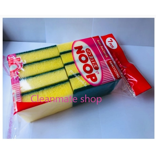 [8 ชิ้น] NOOP ฟองน้ำล้างจาน 8 ชิ้น (3นิ้ว x 4นิ้ว) A204 (แผ่นใยขัดพร้อมฟองน้ำ)