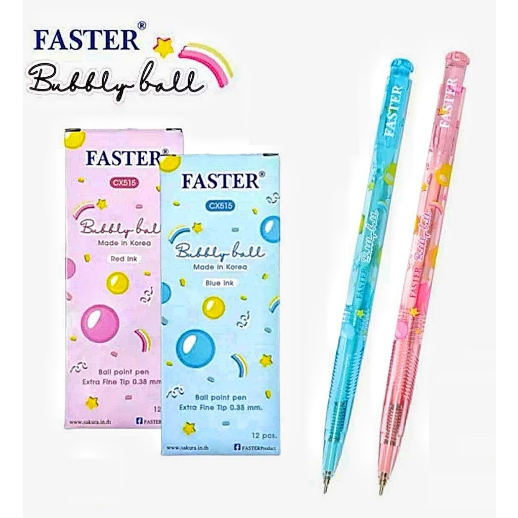 (12ด้าม) ปากกาลูกลื่น Faster CX515 Bubbly Ball 0.38 มม.