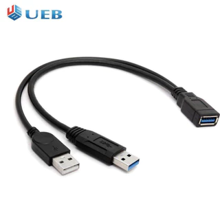 USB 3.0 สายพ่วง Y Splitter (2M / 1F) สายพ่วงสำหรับ2.5นิ้วเอ็กซ์เทอร์นัลฮาร์ดดิสก์ SSD อุปกรณ์คอมพิวเตอร์
