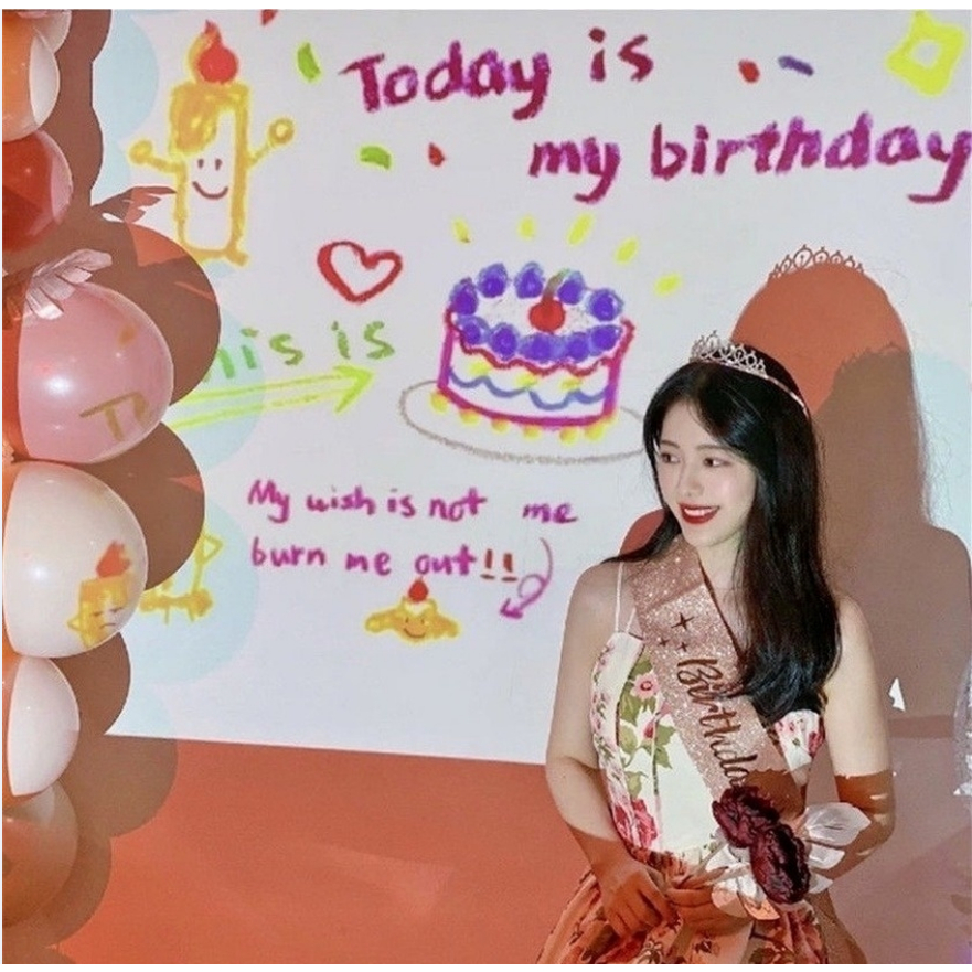Thai_66 มินิโปรเจคเตอร์ โปรเจคเตอร์วันเกิด Happy Birthday  เครื่องฉายภาพปาร์ตี้ พร้อมส่ง