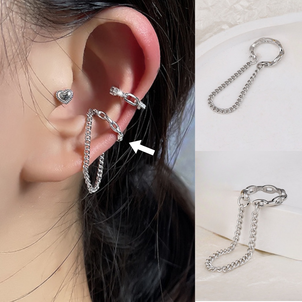𝐄𝐚𝐫 𝐜𝐮𝐟𝐟 •E304  เอียคัพเงินเท้ ลายโซ่ มีระย้า น่ารัก  •