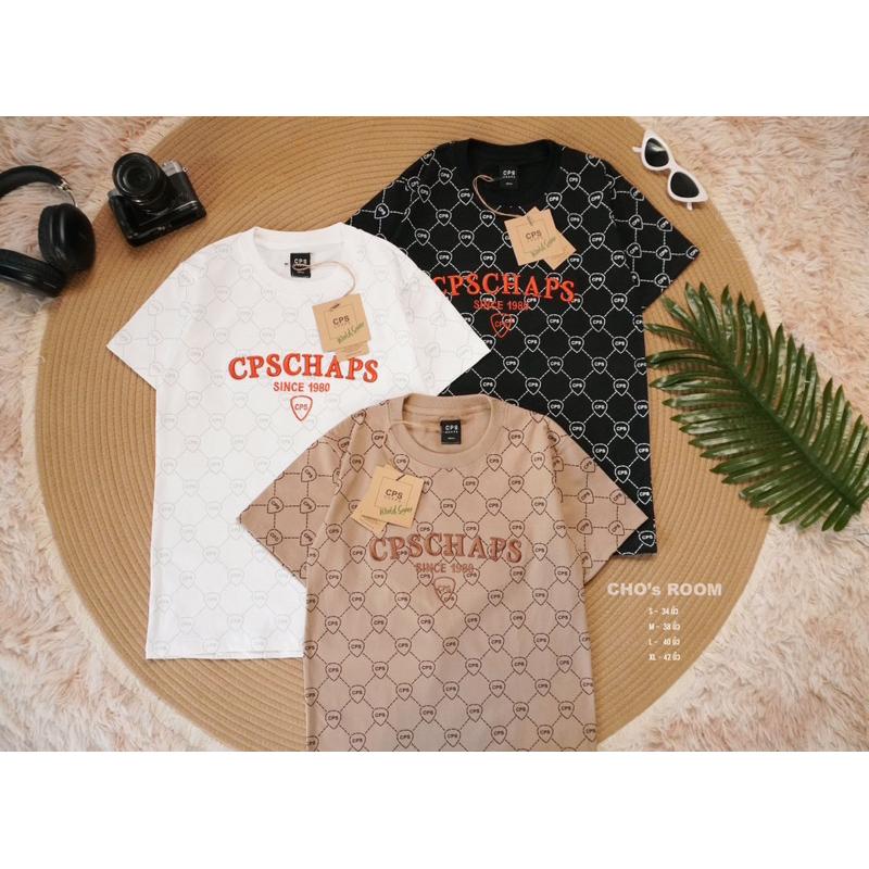 พร้อมส่ง เสื้อยืดคอกลม งานพิมพ์ลาย ปักหน้าอก ผ้าคอตตอล