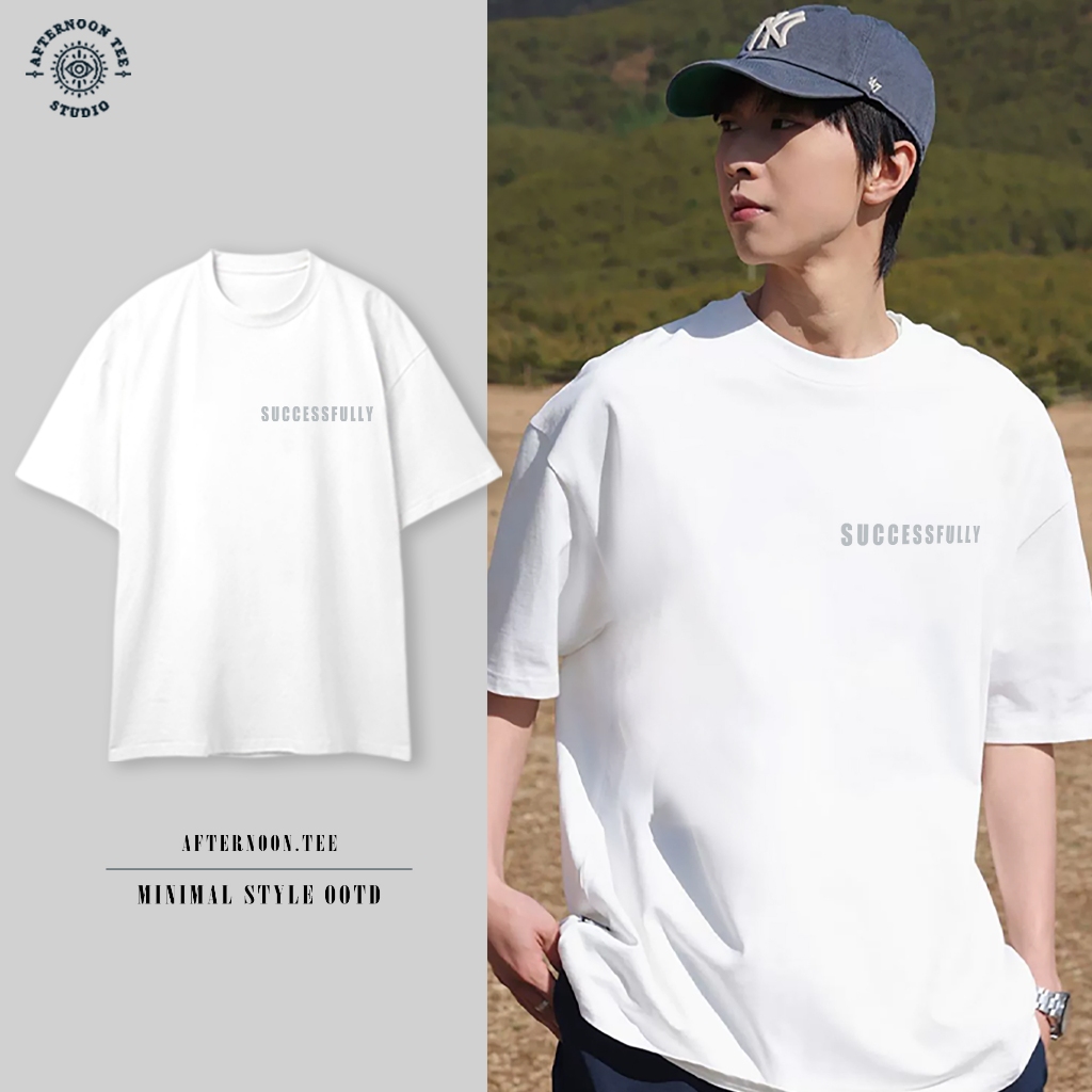 TeeTwoOnเสื้อยืดoversize ผ้าCOTTON100% สไตล์เกาหลี ลาย"SUCCESSFULLY" เสื้อผ้าคอกลม เสื้อยืดผู้ชาย ใส่สบาย【COD】