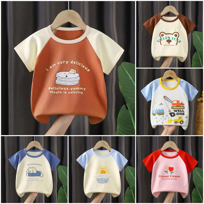 🔥ใหม่ [ส่งไว] เสื้อยืดเด็ก เสื้อแขนสั้นสำหรับเด็ก size 80-130 พร้อมส่งจากไทย