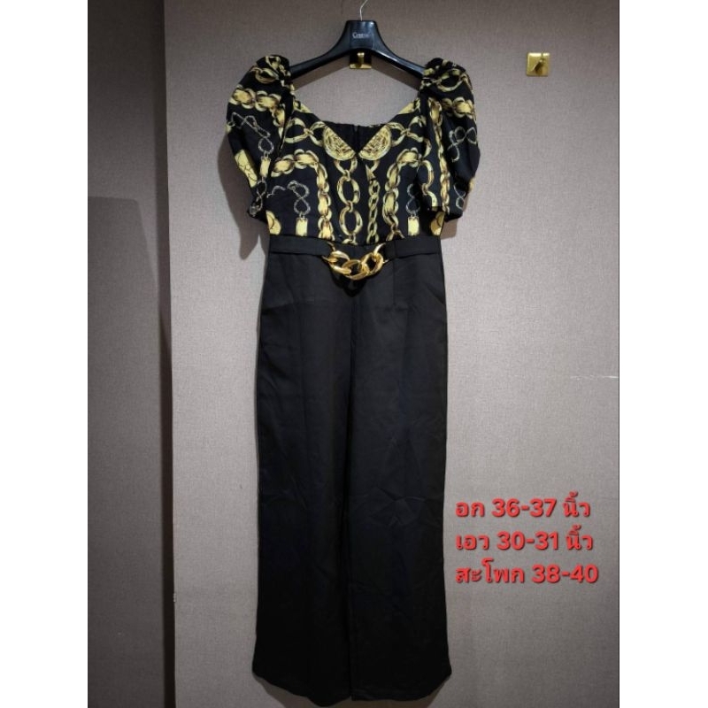 จั๊มสูทสีดำทองลาย Vesace ป้าย Love lady