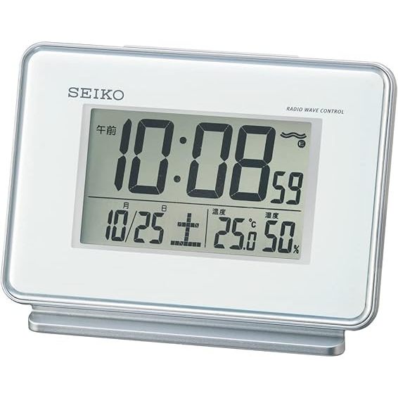 Seiko Clock นาฬิกาปลุก วิทยุ Digital 2 Channel นาฬิกาปลุก ปฏิทิน อุณหภูมิ Humidity Display สีขาว SQ767W SEIKO